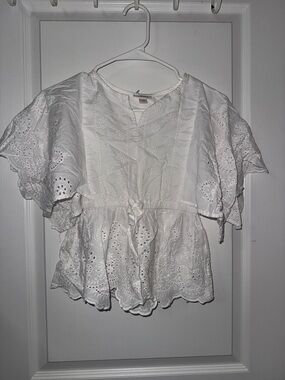 Cat & Jack White Eyelet Flutter Sleeve Blouse